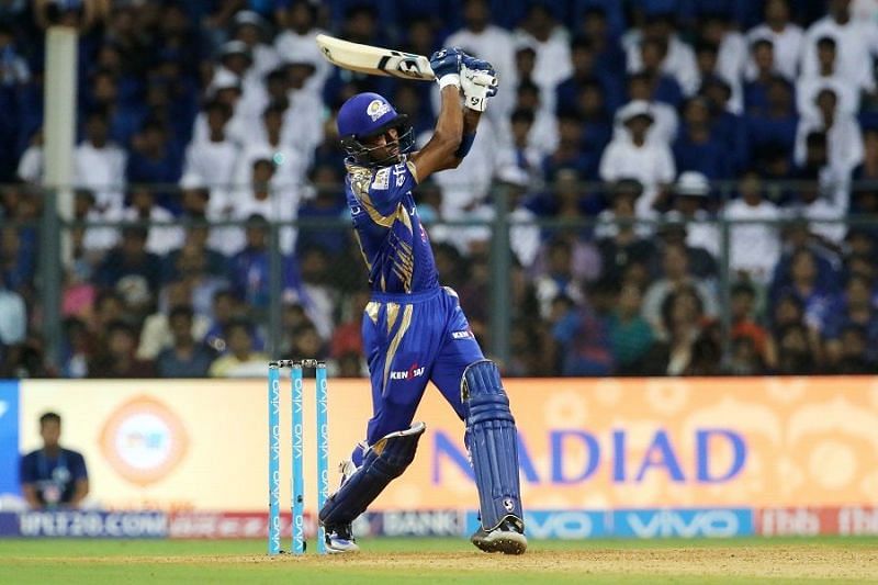 Hardik Pandya hits a boundary